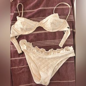 Cream Eyelet Billabong Bikini, 4